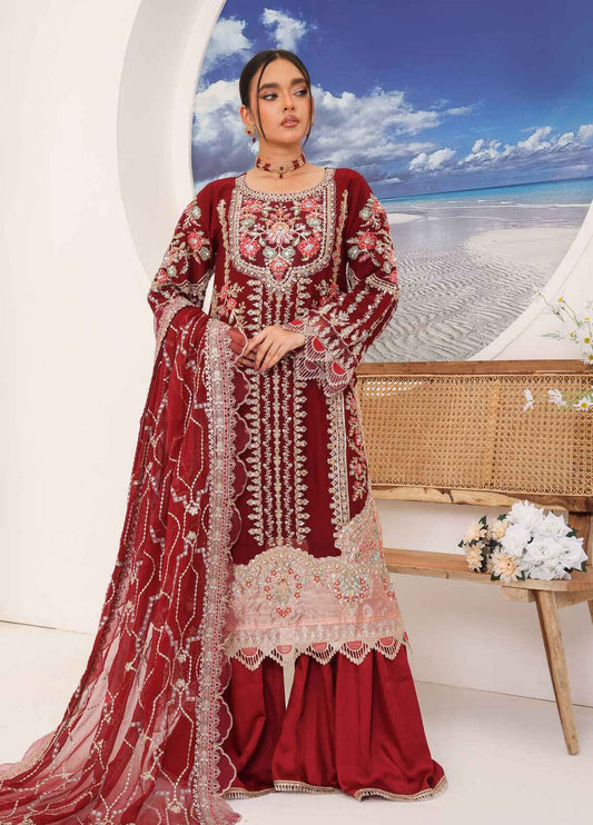 Embroidered Unstitched 3 Piece Chiffon Suit-EM0021 - Ready to Wear